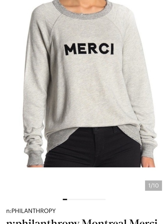 n:PHILANTHROPY Tops - n:Philanthropy Montreal Merci Frayed Sweatshirt